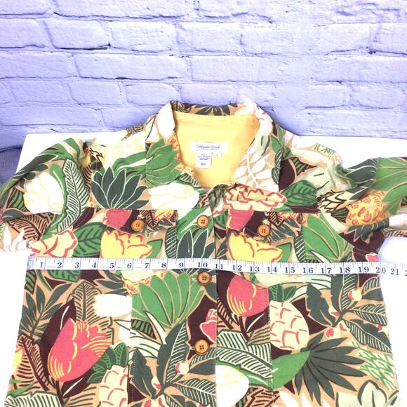 Coldwater Creek Cottagecore Floral Collared Nature Lightweight Cropped Jacket S - Picture 11 of 13